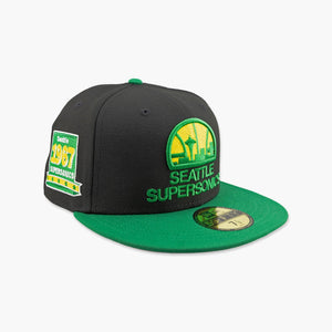 Seattle SuperSonics Black Green 1967 Skyline Fitted Hat