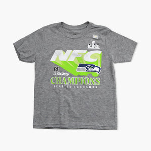 Seattle Seahawks Fanatics 2025 NFC Champions Quick Pass Tri-Blend T-Shirt - Grey - Youth