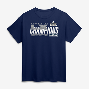 Seattle Seahawks Iconic Victory Super Bowl Champions T-Shirt - Navy