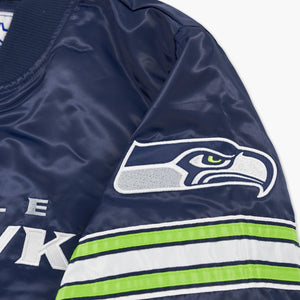 Seattle Seahawks Navy Satin Starter Jacket