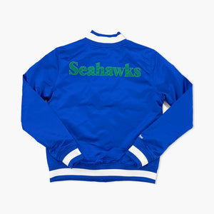 Seattle Seahawks Royal Throwback Women's Lightweight Satin Jacket