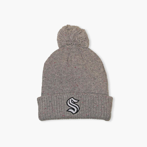 Seattle Kraken Women's Grey Confetti Cuff Pom Beanie