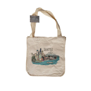 LP Seattle Cityscape Line Drawing Canvas Tote Bag