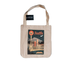 Retro Seattle Skyline Canvas Tote Bag