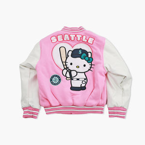 Seattle Mariners Toddler Hello Kitty Pink Varsity Jacket - Reversible