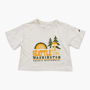 Mushroom Play Hour Seattle Antique White Girls Crop T-Shirt