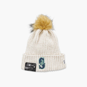 Seattle Mariners Cream Ribbed Women's Pom Beanie