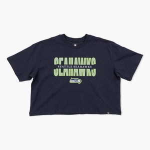 Seattle Seahawks Navy Gridline Oversized Women’s T-Shirt