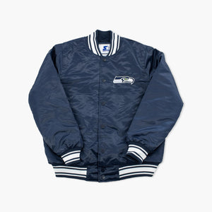 Seattle Seahawks Navy Starter Lightweight Satin Jacket