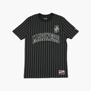 Seattle Mariners Black & White Pinstripe Premium T-Shirt
