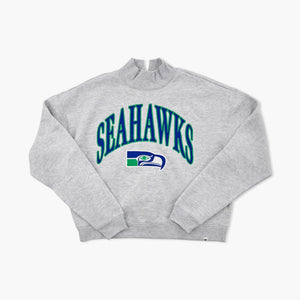 Seattle Seahawks Grey Throwback Women's Mock Neck Pullover