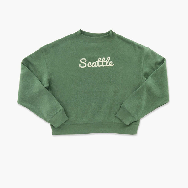 Seattle Applique Dark Green Triumph Womens Crewneck