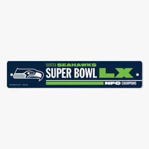 Seattle Seahawks Super Bowl LX NFC Champs 3.75" x 19" Plastic Sign