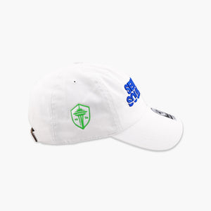 Seattle Sounders White Ballpark Script Clean Up Adjustable Hat
