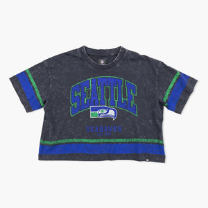 Seattle Seahawks Black Washed Stadium Stripe Women’s T-Shirt