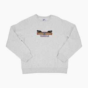 Washington Huskies Husky Stadium Ash Grey Embroidered Crewneck
