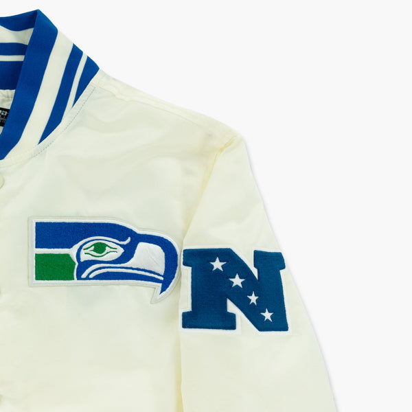Seattle Seahawks Cream Throwback Classic Satin Jacket