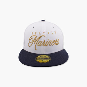 Seattle Mariners Gold Script Two-Tone Fitted Hat