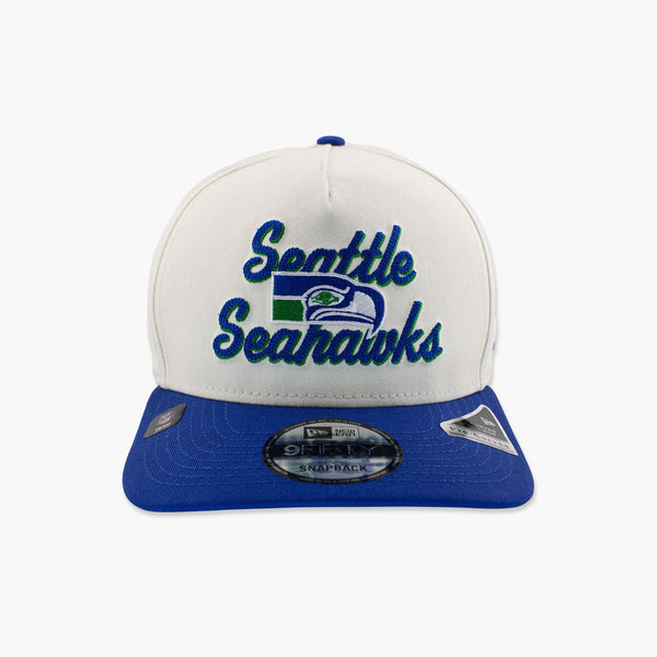 Seattle Seahawks Cream/Royal Chainstitch A-Frame Snapback