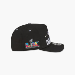 Seattle Seahawks New Era 2025 NFC Champions Locker Room Trophy Collection A-Frame 9FIFTY Snapback Hat - Black