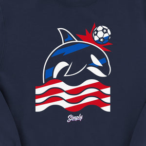 Wild Whale Stars and Stripes Navy Crewneck