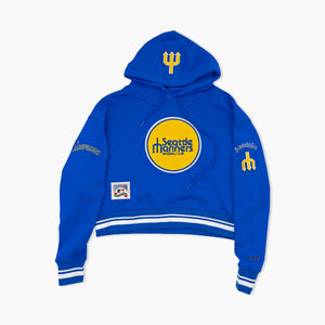 Seattle Mariners Royal Throwback Classics Women's Cropped Hoodie