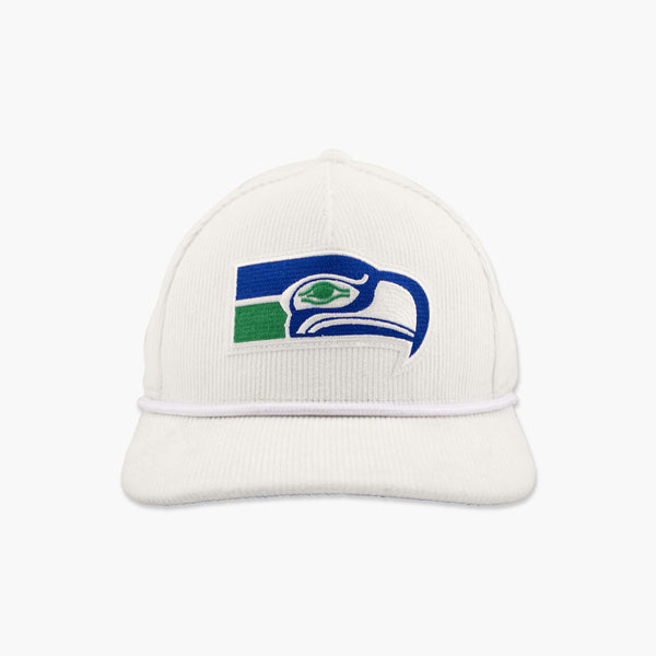 Seattle Seahawks Off White Retro Logo Corduroy Curved Bill Snapback