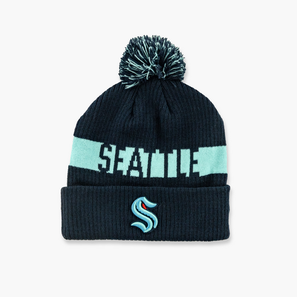 Seattle Kraken Western Conference Patch Cuff Pom Beanie