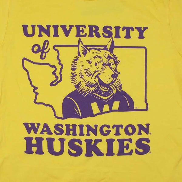 Washington Huskies State Shape Yellow T-Shirt