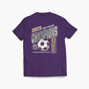 Washington Huskies Men's Soccer 2025 Champions Purple T-Shirt