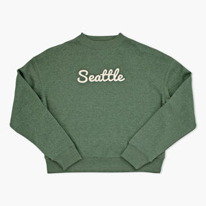 Seattle Applique Dark Green Triumph Womens Crewneck