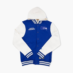 Seattle Seahawks Royal Throwback Hooded Varsity Jacket