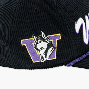 Washington Huskies Vintage Script Dubs Up Corduroy Hitch Snapback