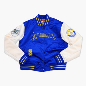 Seattle Mariners Women's Double Clutch Crop Satin Jacket