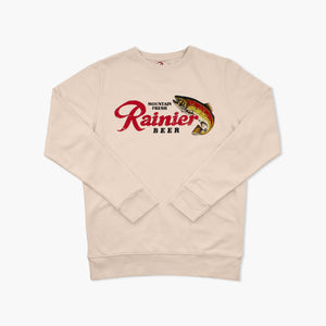 Rainier Beer Trout Fishing Cream Crewneck