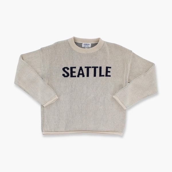 Seattle Women's Town Pride Natural/Navy Boxy Wool Sweater
