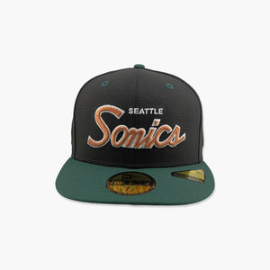 Seattle SuperSonics Black Metallic Classic Script Fitted Hat