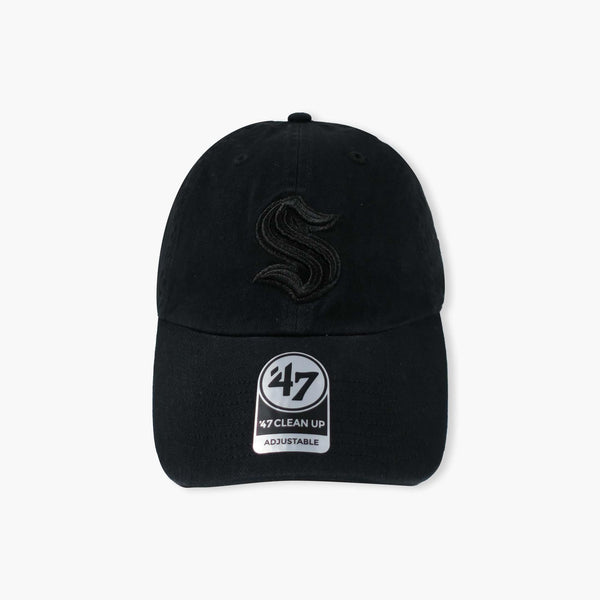 Seattle Kraken Blackout Primary Logo Clean Up Adjustable Hat