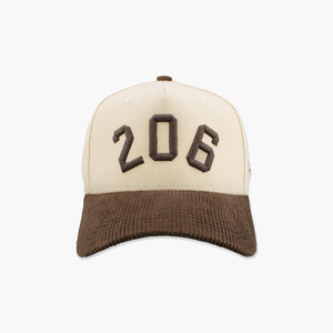 Seattle 206 Cream/Brown Embroidered Snapback
