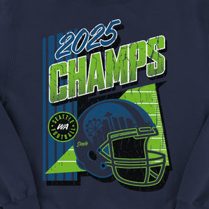 Gridiron Glory 2025 Champs Navy Crewneck - Youth
