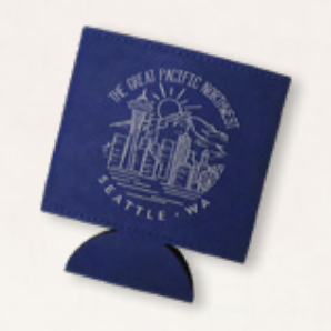 Seattle Round Line Art Blue Coozie