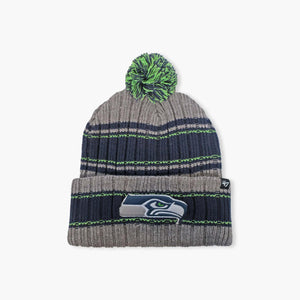 Seattle Seahawks Grey Rexford Cuff Pom Beanie