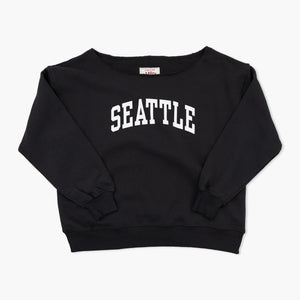 Tiffany Black Off Shoulder Seattle Womens Crewneck