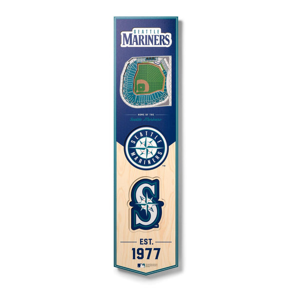 Seattle Mariners Stadium View 8"x32" Wood Banner