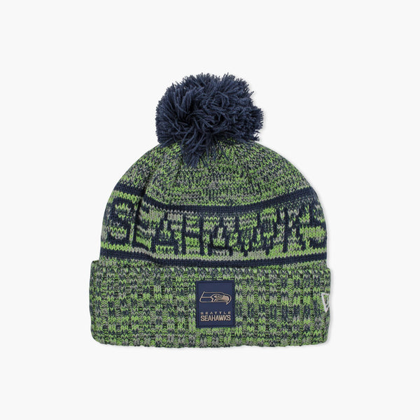 Seattle Seahawks 2025 Sideline Green Cuff Pom Beanie
