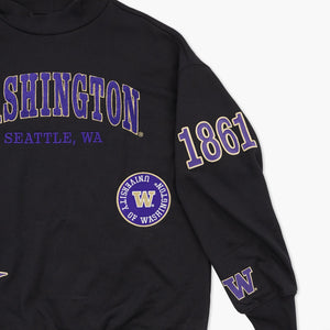 Washington Huskies Black Campus Collage Mockneck Pullover