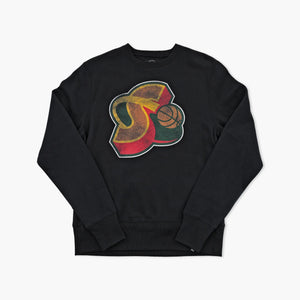 Seattle SuperSonics Black Distressed Orbit Logo Headline Crewneck