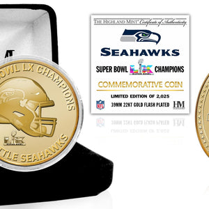 Seattle Seahawks Super Bowl LX Champions Gold Plated Coin