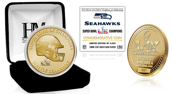 Seattle Seahawks Super Bowl LX Champions Gold Plated Coin
