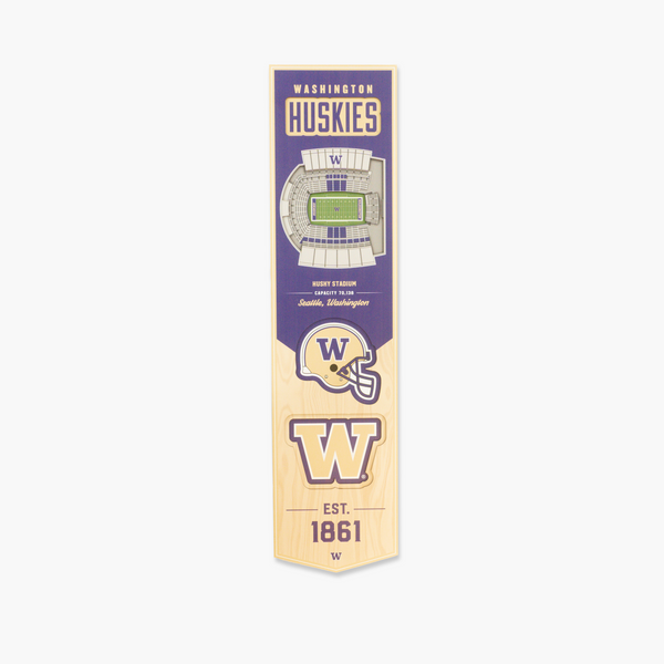 Washington Huskies Husky Stadium 8"x32" Wood Banner